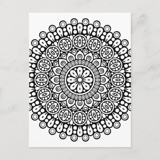 Mooie zwarte en witte Mandala voor kleuren Briefkaart (Voorkant)
