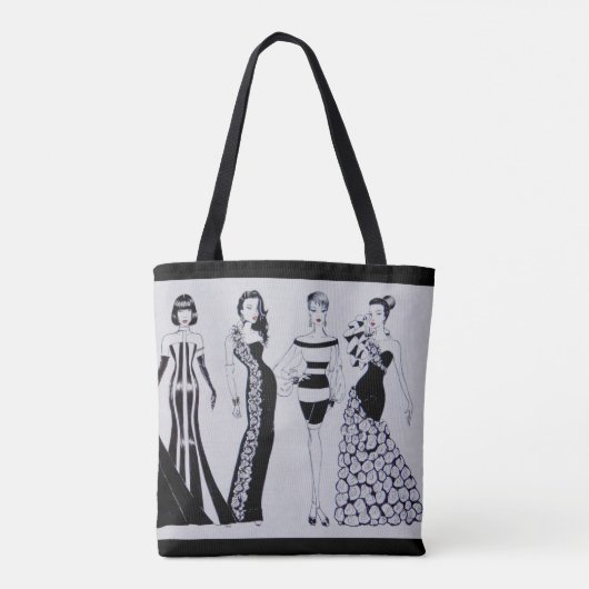 Mooie zwarte en witte Mode Canvas tas (Achterkant)