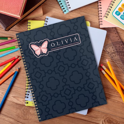 Mooie zwarte en witte patronen Aangepaste naam Planner