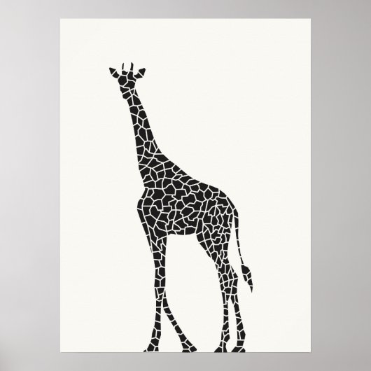 Mooie zwarte en witte wilde Giraffe Poster (Voorkant)