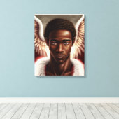 Mooie zwarte engel canvas afdruk (Insitu (Houten vloer))