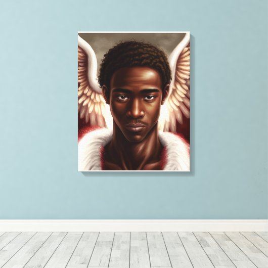 Mooie zwarte engel canvas afdruk (Insitu (Houten vloer))