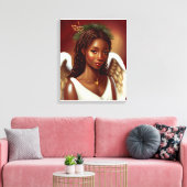 Mooie zwarte engel canvas afdruk (Insitu (Woonkamer))