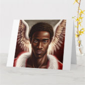 Mooie zwarte engel kaart (Gele Bloem)