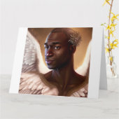 Mooie zwarte engel kaart (Gele Bloem)