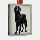 MOOIE ZWARTE FLAT COATED RETRIEVER HOND METALEN ORNAMENT (Rechts)