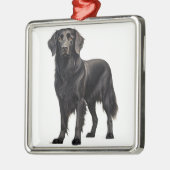 MOOIE ZWARTE FLAT COATED RETRIEVER HOND METALEN ORNAMENT (Links)