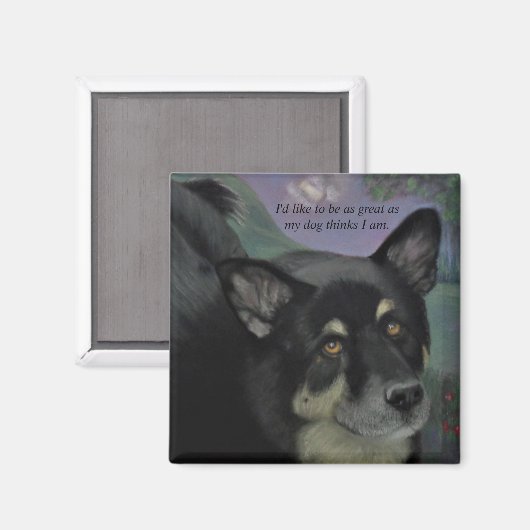 Mooie zwarte hondenogen magneet (Voorkant / Achterkant)