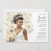 Mooie zwarte huid bruid met trouwjurk boho kaart (Voorkant)