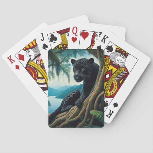 Mooie Zwarte Jaguar Pokerkaarten (Achterkant)