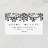 Mooie zwarte kant Deel de liefde bruiloft Informatiekaartje (Voorkant)