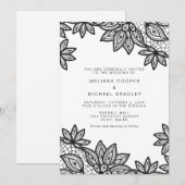 Mooie zwarte kant vintage bruiloft kaart (Voorkant / Achterkant)