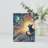 Mooie zwarte kat Abstract doedels Briefkaart (Staand voorkant)