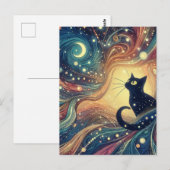 Mooie zwarte kat Abstract doedels Briefkaart (Voorkant / Achterkant)