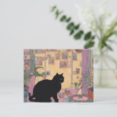 Mooie zwarte kat briefkaart (Staand voorkant)
