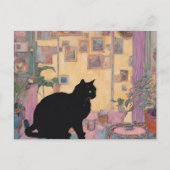 Mooie zwarte kat briefkaart (Voorkant)