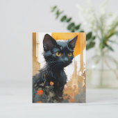 Mooie zwarte kat briefkaart (Staand voorkant)