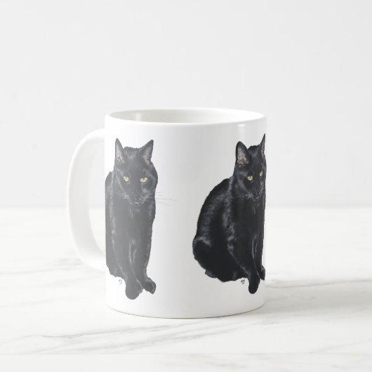 Mooie zwarte kat koffiemok (Voorkant links)