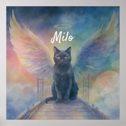 Mooie zwarte kat kunst huisdier herdenkingsgeschen poster (Voorkant)