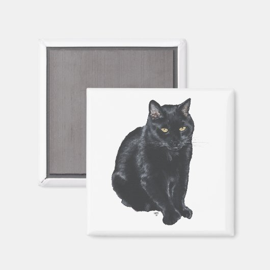 Mooie zwarte kat magneet (Voorkant / Achterkant)
