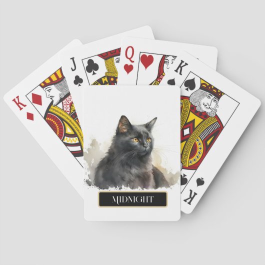 Mooie Zwarte Kat Personaliseerbaar Pokerkaarten (Achterkant)