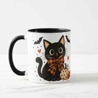 Mooie Zwarte Kat & Pompoen Halloween Mok