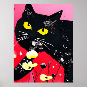 Mooie zwarte kat poster