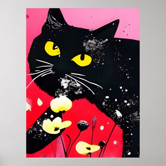 Mooie zwarte kat poster (Voorkant)