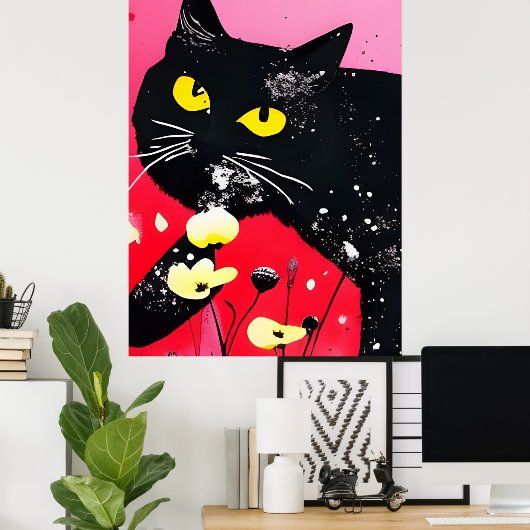 Mooie zwarte kat poster (Thuiskantoor)