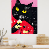 Mooie zwarte kat poster (Keuken)
