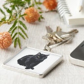 Mooie zwarte kat sleutelhanger (Zijkant)
