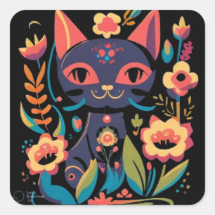 Mooie zwarte kat Sticker