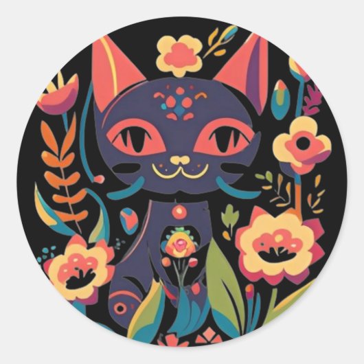 Mooie zwarte kat Sticker (Voorkant)