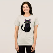 Mooie Zwarte Kat Tri-Blend Shirt (Voorkant volledig)