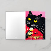 Mooie zwarte kat verjaardag folie wenskaart (Buiten Laag)
