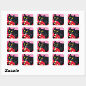 Mooie zwarte kat vierkante sticker (Vel)