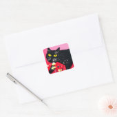 Mooie zwarte kat vierkante sticker (Envelop)