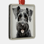 MOOIE ZWARTE KERRY BLUE TERRIER HOND METALEN ORNAMENT (Rechts)