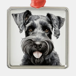 MOOIE ZWARTE KERRY BLUE TERRIER HOND METALEN ORNAMENT