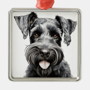 MOOIE ZWARTE KERRY BLUE TERRIER HOND METALEN ORNAMENT