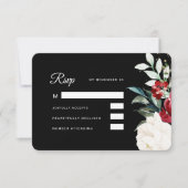 Mooie zwarte kerstbruiloft RSVP kaartje (Voorkant)