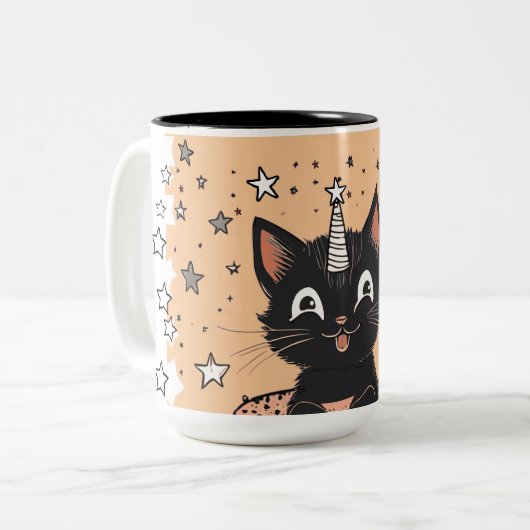 Mooie Zwarte Kittens Kop Koffiemok (Voorkant links)