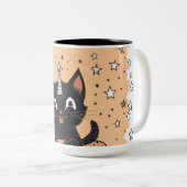 Mooie Zwarte Kittens Kop Koffiemok (Voorkant rechts)