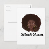 Mooie zwarte koningin briefkaart (Voorkant / Achterkant)