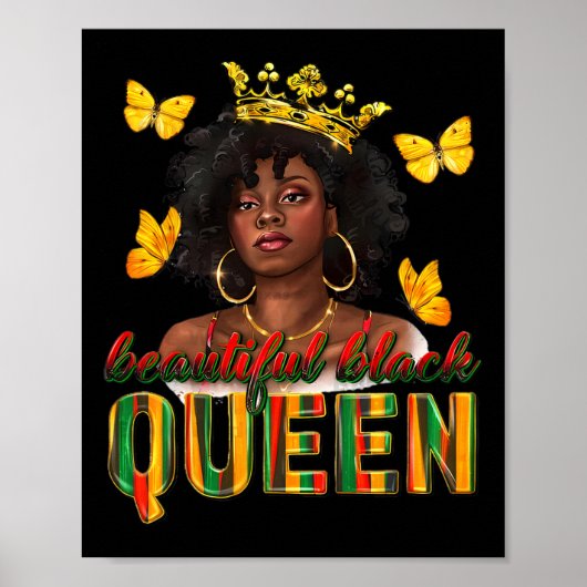 Mooie zwarte koningin druipend Afro Melanin Junete Poster (Voorkant)