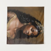 Mooie zwarte koningin gouden kroon wandkleed (Voorkant (horizontaal))