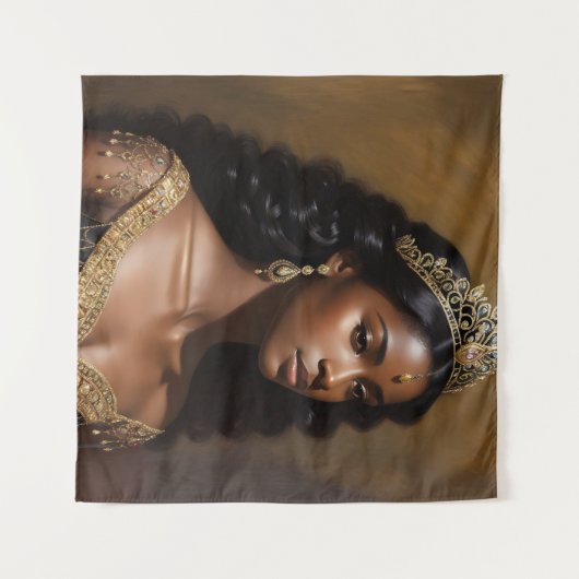 Mooie zwarte koningin gouden kroon wandkleed (Voorkant (horizontaal))