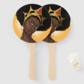 Mooie zwarte koningin handwaaier (Voorkant en achterkant)