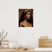 Mooie zwarte koningin met gouden kroon poster (Keuken)