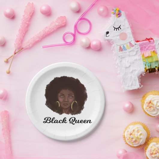 Mooie zwarte koningin papieren bordje (Feest)